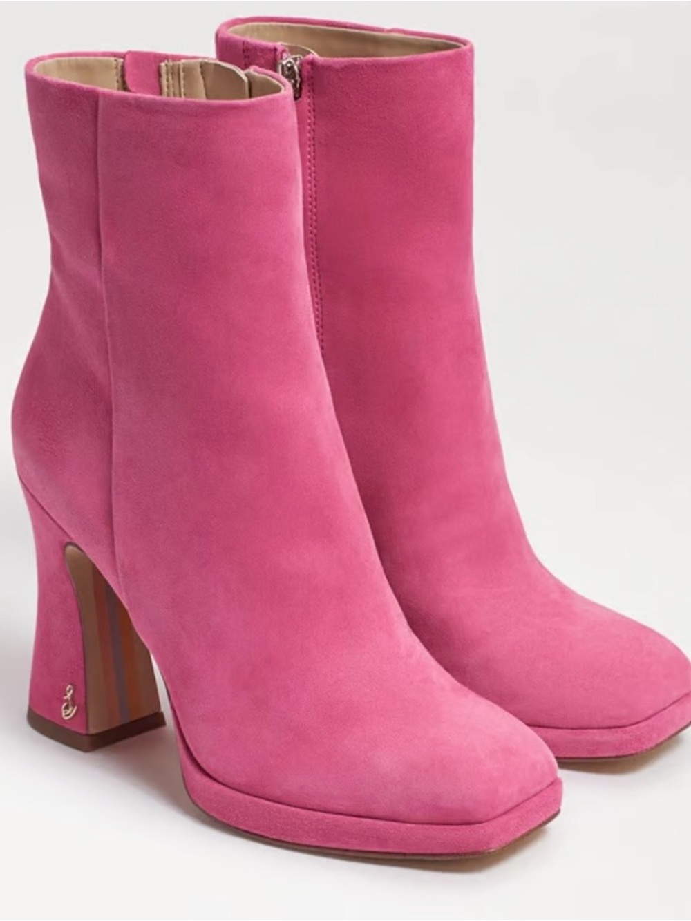 Sam Edelman Pink Suede Platform Ankle Boots
